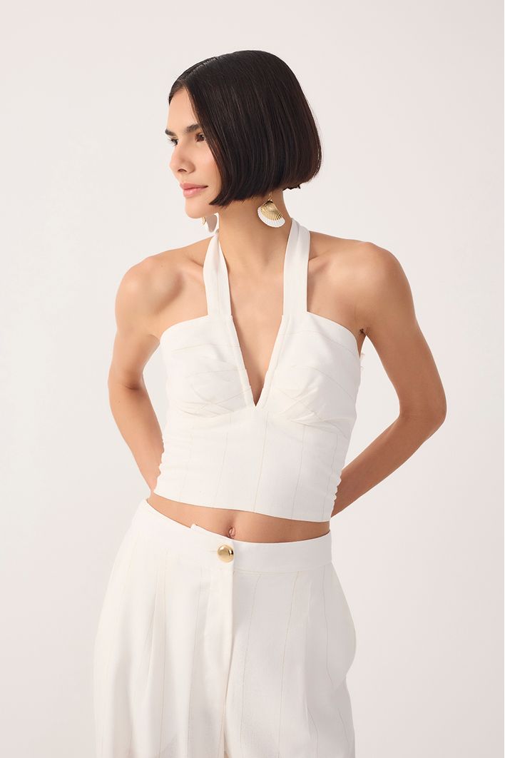 Blusa Linho Risca Lurex