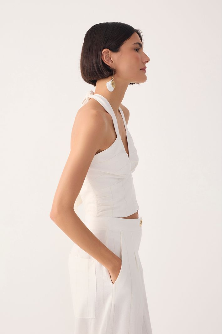 Blusa Linho Risca Lurex