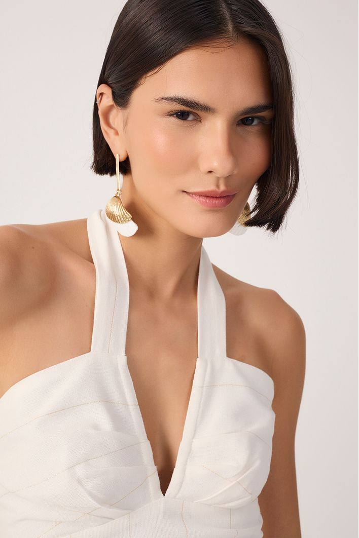 Blusa Linho Risca Lurex