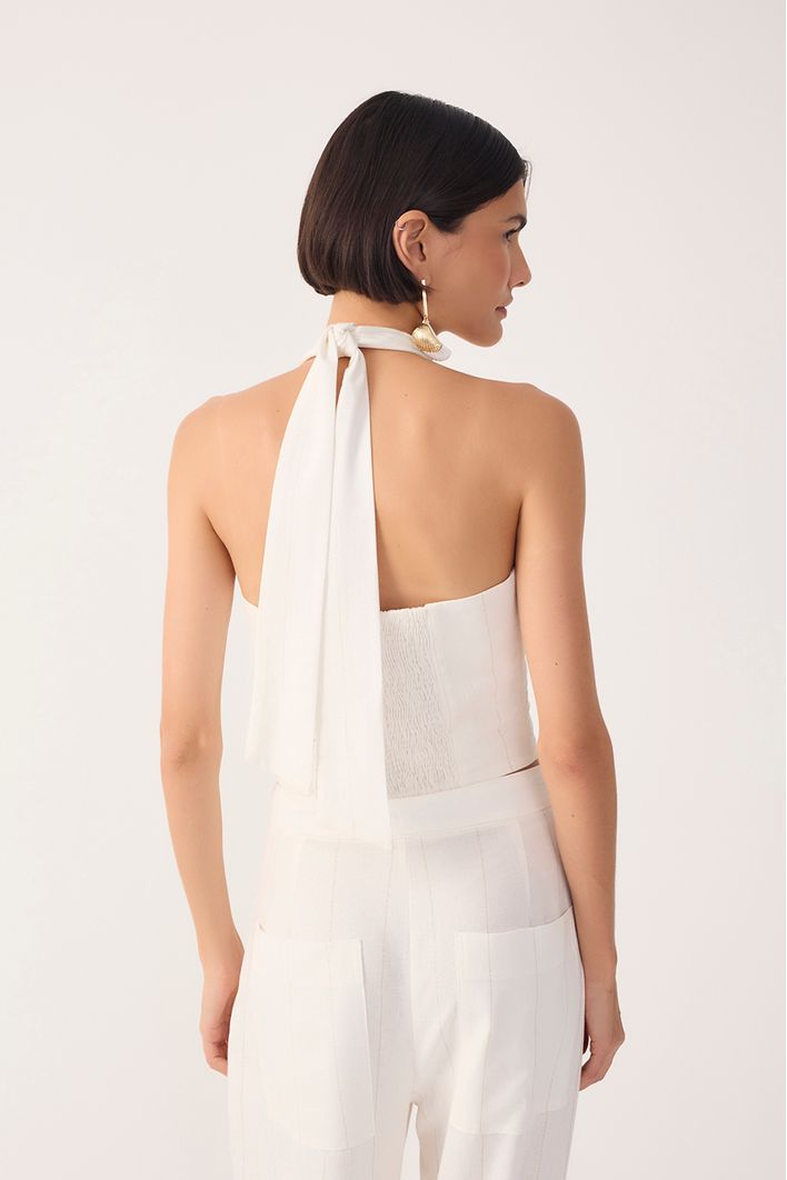 Blusa Linho Risca Lurex