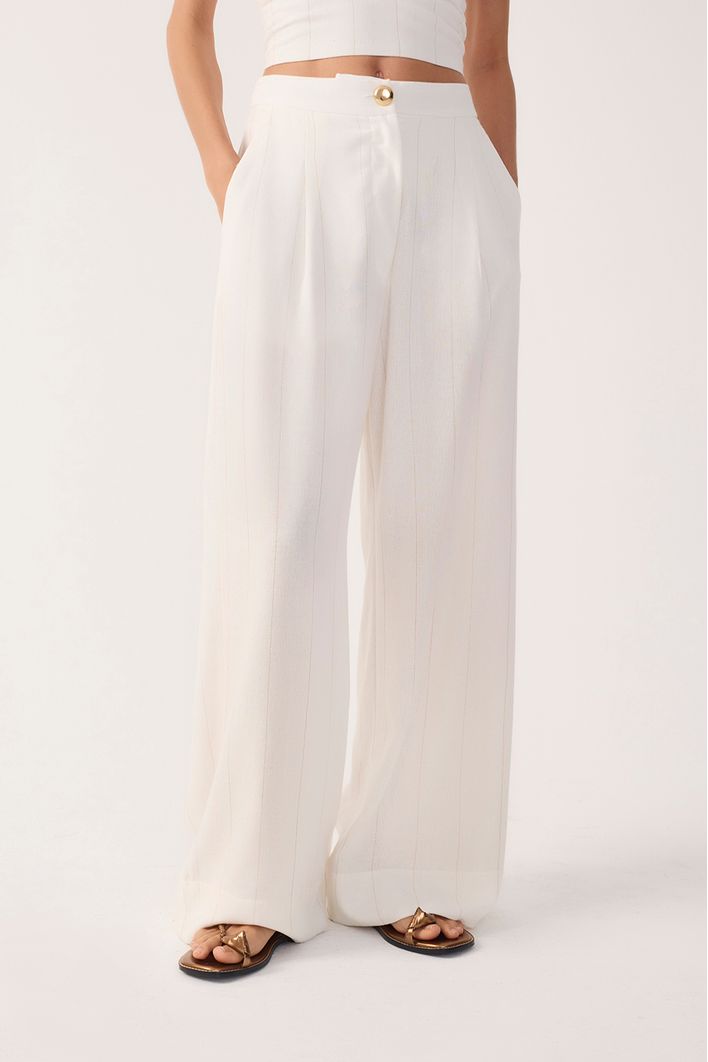 Calça Linho Risca Lurex