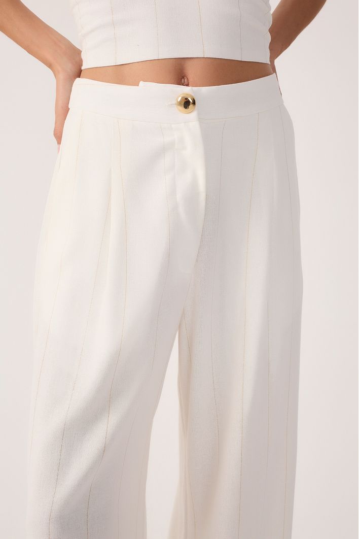 Calça Linho Risca Lurex