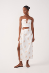 Saia Cropped Linho Bordado Concha Lurex