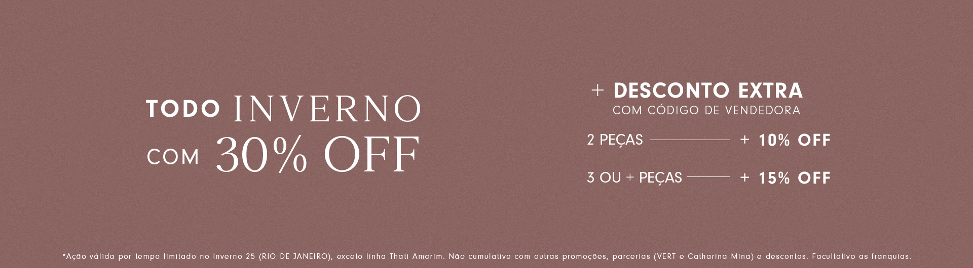 Banner ambiência laranja com letreiros brancos spobre a ação de cabine alavancada de inverno e alto inverno com 505 off + 10% off a partir da 3 peça.