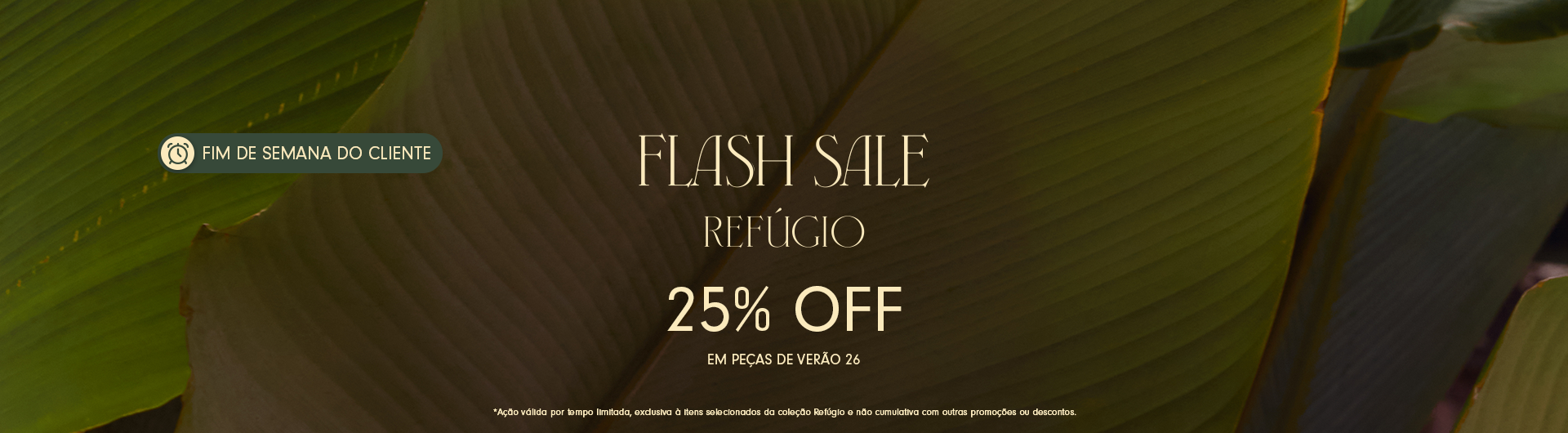 Banner promocional da Flash Sale da coleção Liberdade, coleção de inverno da marca Dress To.